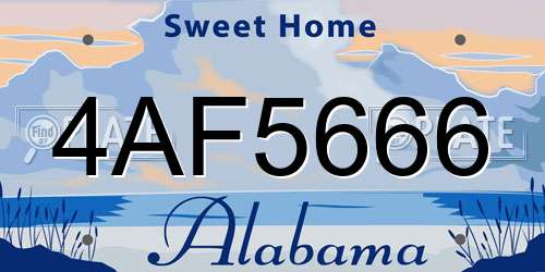 4AF5666 Alabama License Plate