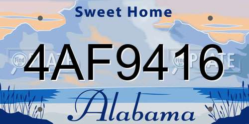 4AF9416 Alabama License Plate
