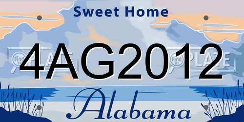 4AG2012 Alabama License Plate