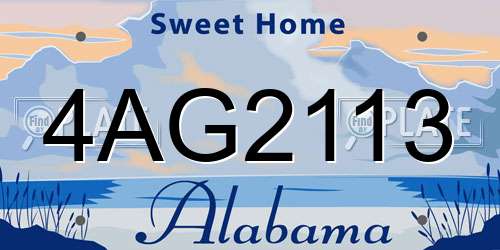 4AG2113 Alabama License Plate