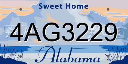 4AG3229 Alabama License Plate