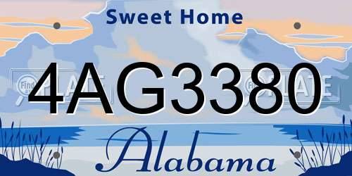 4AG3380 Alabama License Plate