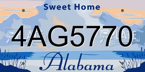 4AG5770 Alabama License Plate