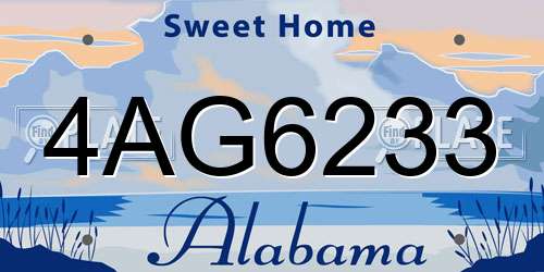 4AG6233 Alabama License Plate
