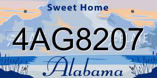4AG8207 Alabama License Plate