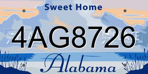 4AG8726 Alabama License Plate