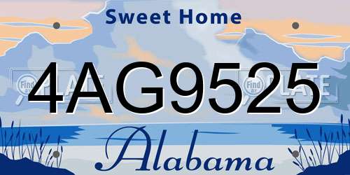 4AG9525 Alabama License Plate