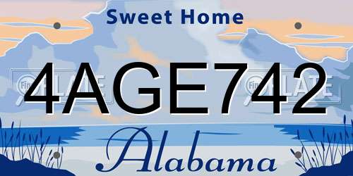 4AGE742 Alabama License Plate