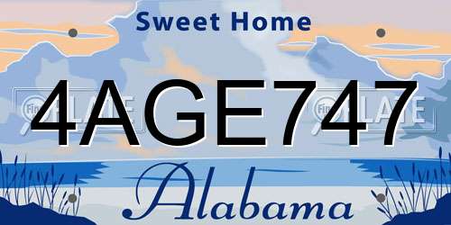 4AGE747 Alabama License Plate