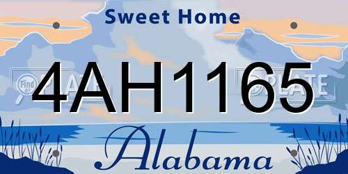 4AH1165 Alabama License Plate