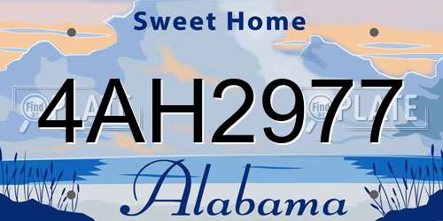 4AH2977 Alabama License Plate