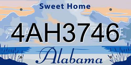 4AH3746 Alabama License Plate