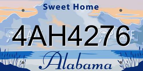 4AH4276 Alabama License Plate