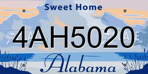 4AH5020 Alabama License Plate