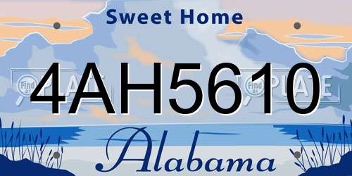 4AH5610 Alabama License Plate