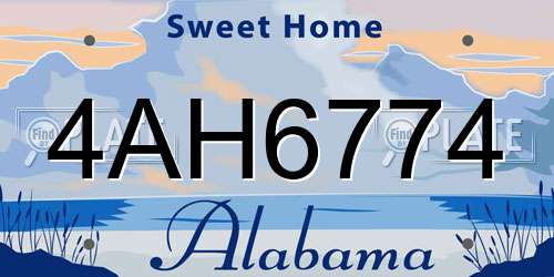 4AH6774 Alabama License Plate