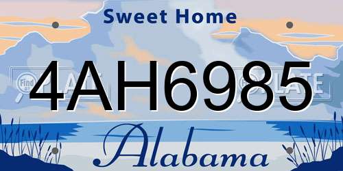 4AH6985 Alabama License Plate