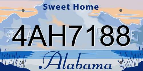 4AH7188 Alabama License Plate