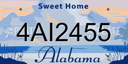 4AI2455 Alabama License Plate