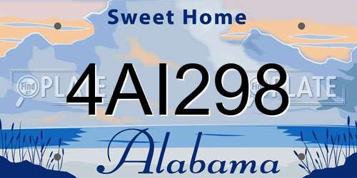 4AI298 Alabama License Plate