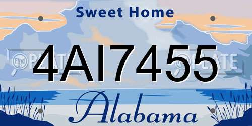 4AI7455 Alabama License Plate