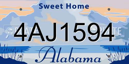4AJ1594 Alabama License Plate