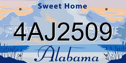 4AJ2509 Alabama License Plate
