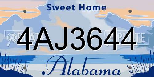 4AJ3644 Alabama License Plate