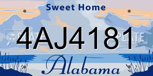 4AJ4181 Alabama License Plate