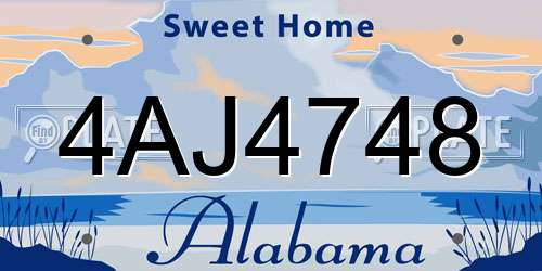 4AJ4748 Alabama License Plate