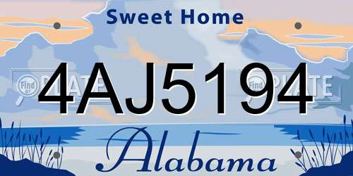 4AJ5194 Alabama License Plate