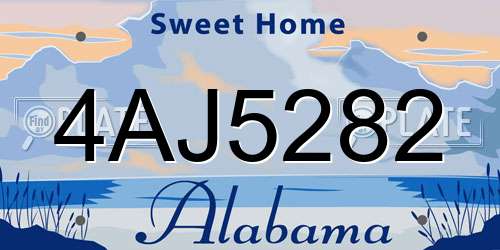 4AJ5282 Alabama License Plate