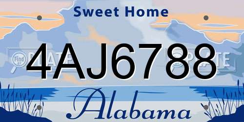 4AJ6788 Alabama License Plate