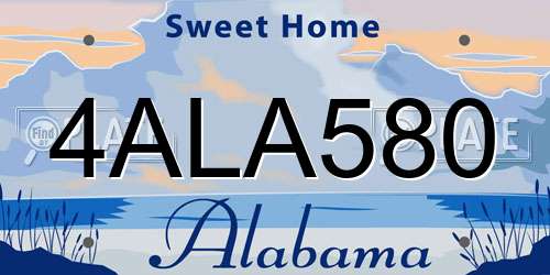 4ALA580 Alabama License Plate