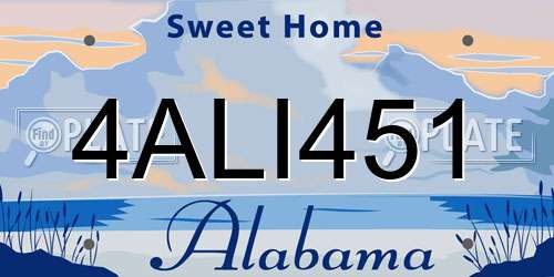 4ALI451 Alabama License Plate