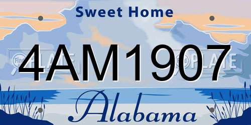 4AM1907 Alabama License Plate