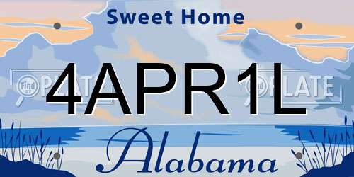 4APR1L Alabama License Plate