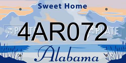 4AR072 Alabama License Plate
