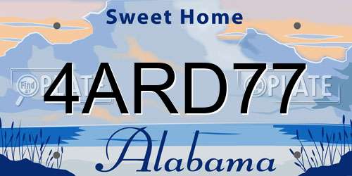4ARD77 Alabama License Plate