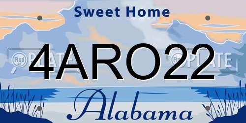 4ARO22 Alabama License Plate
