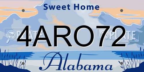 4ARO72 Alabama License Plate