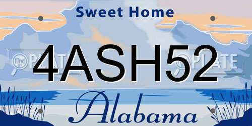 4ASH52 Alabama License Plate