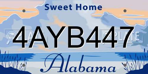 4AYB447 Alabama License Plate