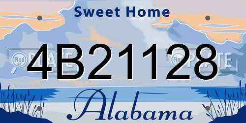 4B21128 Alabama License Plate