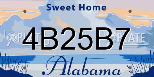 4B25B7 Alabama License Plate
