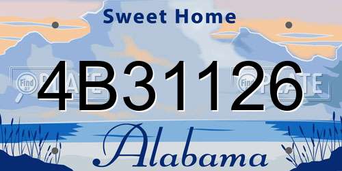 4B31126 Alabama License Plate