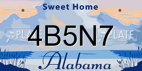 4B5N7 Alabama License Plate
