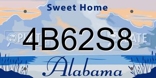 4B62S8 Alabama License Plate