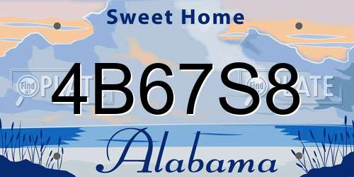 4B67S8 Alabama License Plate