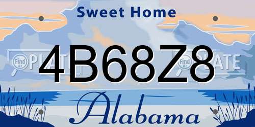 4B68Z8 Alabama License Plate